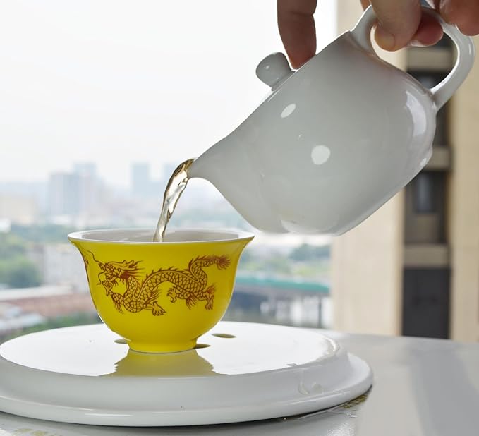 Porcelain Teapot, 9oz Small Tea Pot with Stainless Steel Filter Classical Chinese Tea Pots (White) - Bloomnest