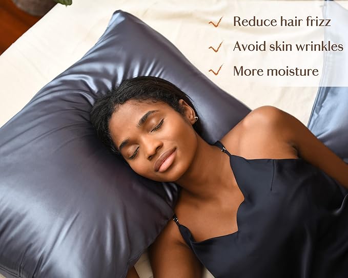 Yanibest Satin Pillowcase, Silk Pillow Cases for Hair and Skin with Zipper, Queen Pillow Cases Set of 2 for 20"x30", Exquisite Packaging for Women Men - Bloomnest