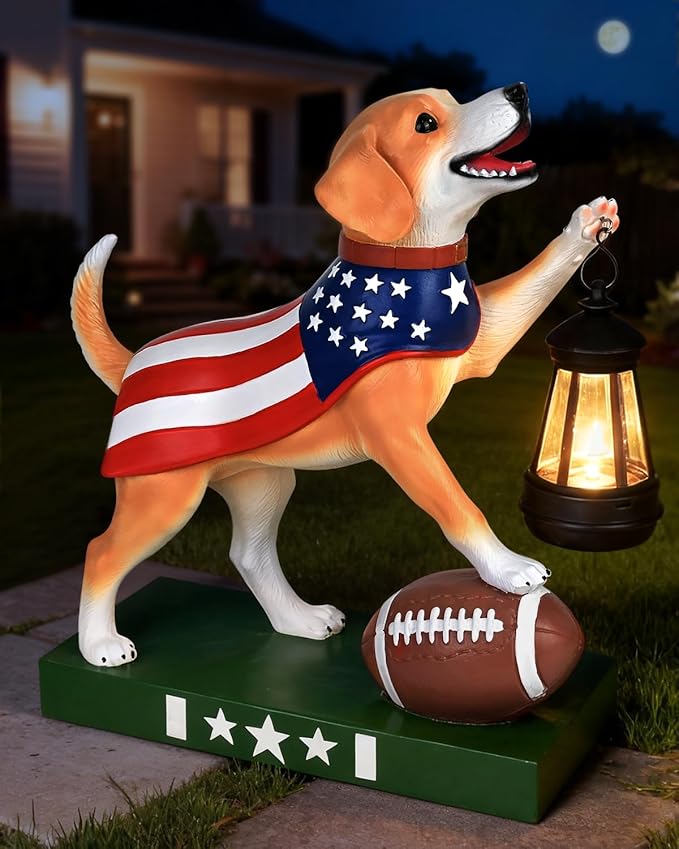 Solar Dog Statues Outdoor Decor with Lantern - Unique Beagle Puppy Home Decor Figurine for Garden, Patio, Yard - Idea Gifts for Women Mom - Bloomnest