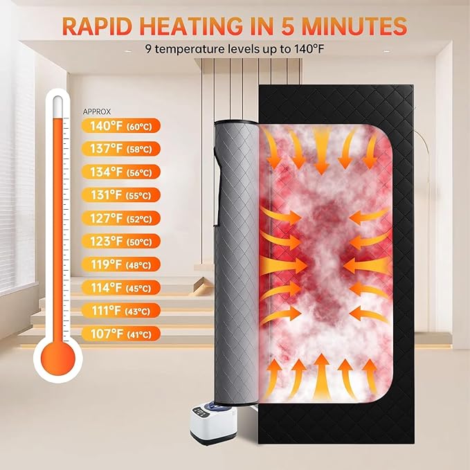 Infrared Sauna Box, Portable Sauna with 660nm Red Light Therapy & 850nm,5-Layer Waterproof, 3L 1300W Steamer,Folding Chair,for Home Sauna Spa Personal Saunas Tent Indoor Outdoor Bloomnest