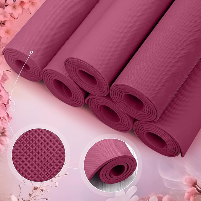 Timgle 6 Pack Yoga Mats Bulk Non Slip Exercise Yoga Mat Thick Anti Slip Tear Resistant Sports Gym for Fitness Stretching Home Workout and Studio - Bloomnest