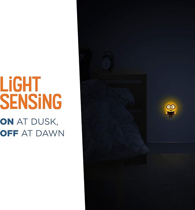 Minions: The Rise of Gru LED Night Light, Plug-in, Dusk to Dawn, UL-Listed, Yellow Glow, Despicable Me, Bob, Ideal for Kids Bedroom, Nursery, Bathroom, 43742 - Bloomnest