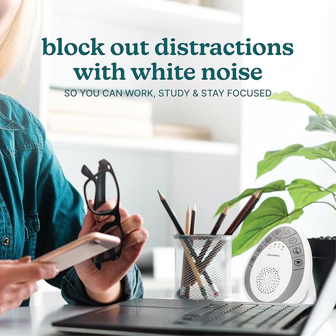 Homedics Rejuvenate Traveler White Noise Sound Machine, Portable Sound Machine with 4 Relaxing Sounds for Travel, Home, Nursery and Office, Auto Off Timer - Bloomnest