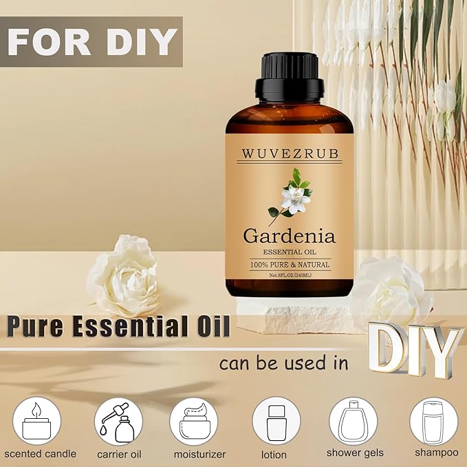 Gardenia Essential Oils, 240ML Pure and Natural Essential Oil for Aromatherapy Diffuser - Gardenia /8 Fl Oz - Bloomnest