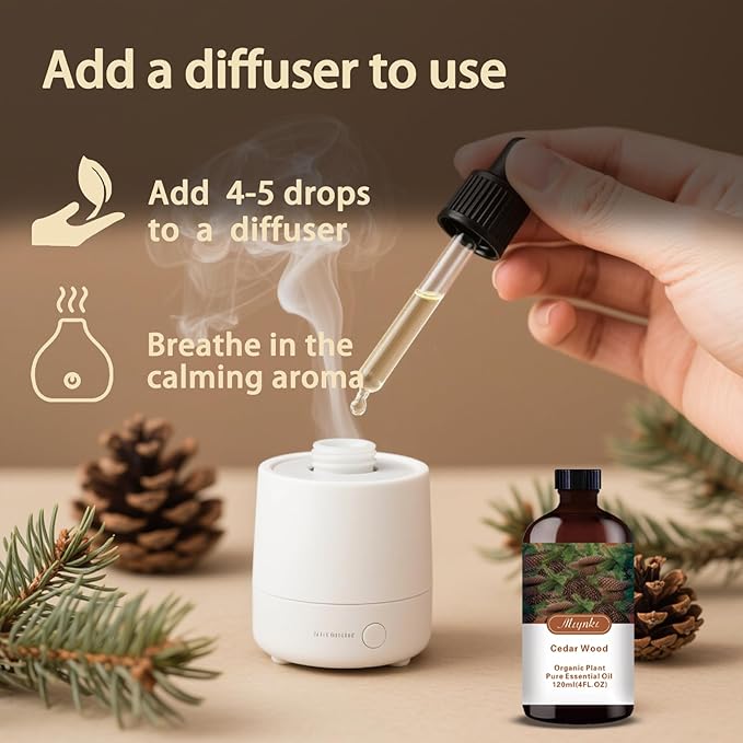 Cedarwood Essential Oil-Cedarwood Fragrance Oil 4.33oz (130ml)-100% Pure Natural Scent for Diffusers, Candles, Soap Making & Aromatherapy-Relaxing Home & Gift Essential Oil for Bath, Massage - Bloomnest