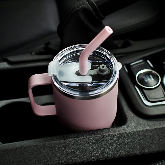 Sursip Kids 24 oz Insulated Cup with Handle, Double Wall Vacuum Stainless Steel Tumbler with Straw and 2 Lids, for Cold/Hot Drinks, Coffee Travel Mug for Car/Home/Office/Party/Camping (2 Pack) - Bloomnest