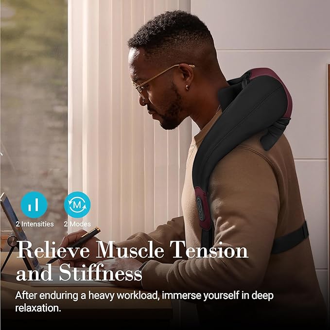 Shiatsu Neck Massager with Heat - Cordless 4D Expert Neck Shoulder Massage for Pain Relief,Upgarded Kneading Massager for Muscle Relaxation,Ideal Gift for Her,Him