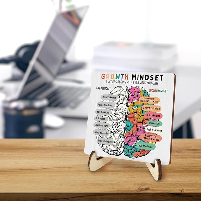 Motivational Mental Health Office Decor Rustic Desk Decor Therapy Office School Counselor CBT DBT School Psychology Therapist Counseling Wood Sign for Home Living Room Desk Plaque with Wood Stand - Bloomnest