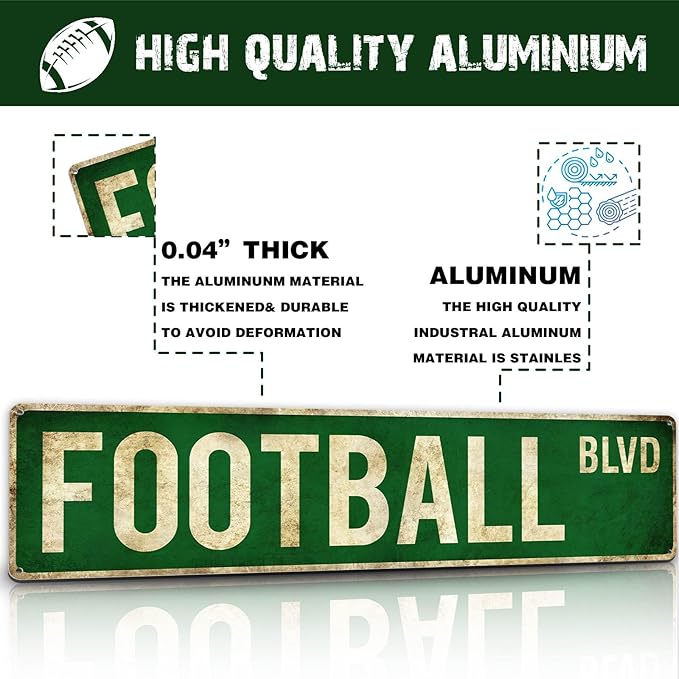 Football Gifts for Boys 8-12 Accessories Football Stuff Wall Decor for Boys Room Football Room Gear Teen Boys Birthday Christmas Vintage Wall Sign - Bloomnest