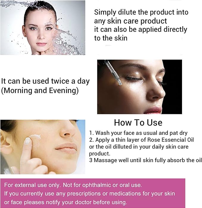 Rose Essential Oil, Face Moisturizer Oil, Face Essential Oils for Women, Rose Oil for Face, Skin Care, 1 FL.OZ (30ml) - Bloomnest