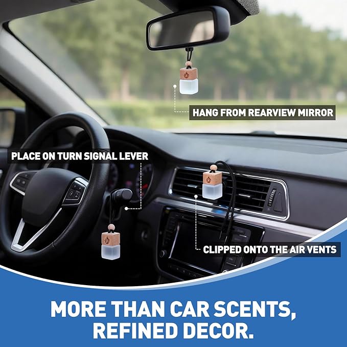 Car Air Freshener Hanging 2 Pack, Black Cedar and Juniper Essential Oil Air Diffuser, Long Lasting Car Scent Fragrance, Car Accessories for Women Men - Bloomnest