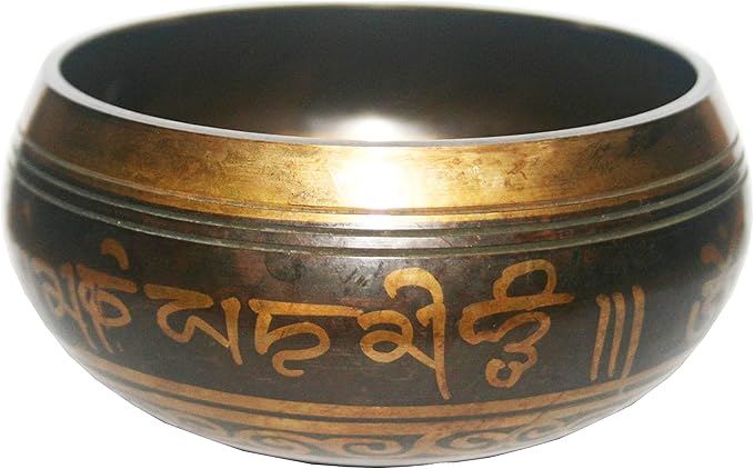 3011 SB 'G' Note Throat Chakra Antique Tibetan Auspicious Symbol Bowl Set ~ Nepal - Bloomnest