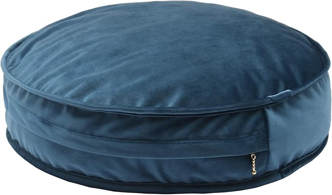 Round Floor Pillow Cover Velvet Throw Seating Pouf Yoga Meditation Cushion Plush Case Reading Room Decor Cover Only (19.7IN, Dark Blue)