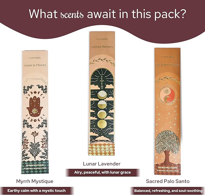 Carnatia Magic Within You Incense Sticks – Set of 6 Spiritual Scents for Manifestation, Inner Motivation & Calm | Natural, Slow-Burning Aromas for Meditation & Rituals!