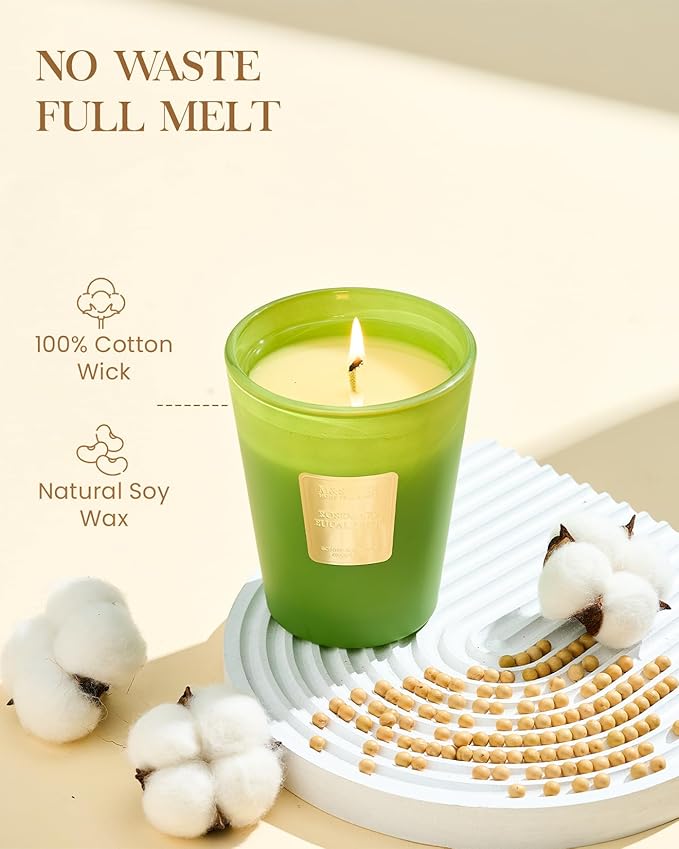 M&SENSE Rosemary Eucalyptus Scented Candle Home Decor, Natural Soy Wax,14.1oz 60 Hours Long Lasting Slow Burning, Aromatherapy Fall Winter Candle for Stress Relief - Bloomnest