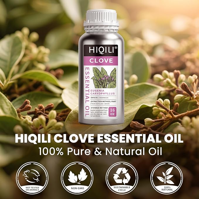 HIQILI 16 Fl Oz Clove Essential Oil, Pure Natural for Hair, Diffuser, Aromatherapy - 500ML - Bloomnest
