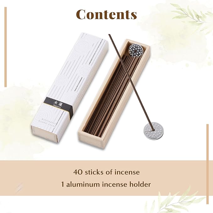 Hasegawa Hyakurakuko Premium Japanese Sandalwood Incense - Long Type, 40 Sticks with Aluminum Holder, 20-30 Min Burn Time, Made in Japan 線香 百楽香 (Magnolia) %E3%81%AF%E3%81%9B%E3%81%8C%E3%82%8F%EF%BC%88Hasegawa%EF%BC%89