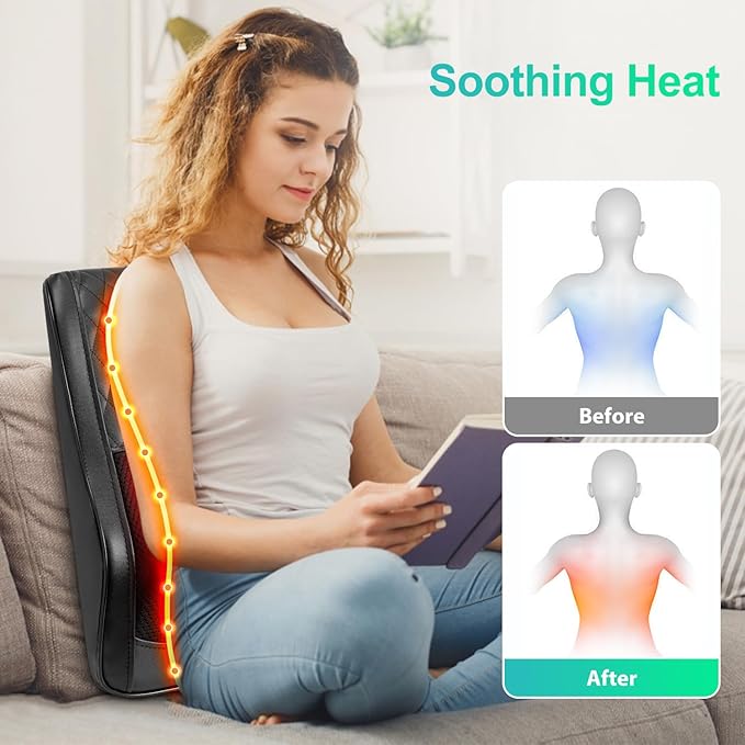 Back Massager for Back Pain Deep Tissue, Shiatsu Neck and Back Massager with Heat, 3D Kneading Massage Pillow for Shoulder, Leg, Gifts for Men,Women - Bloomnest