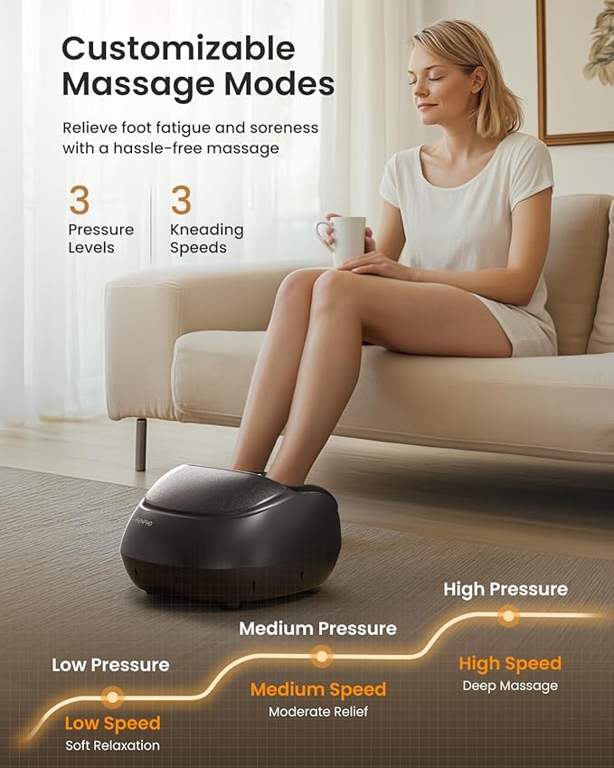 RENPHO Shiatsu Foot Massager with Heat, Feet Massager for Neuropathy Plantar Fasciitis Relief, FSA Eligible, 3 Heat Levels Foot Massage with Wireless Control, Size 13