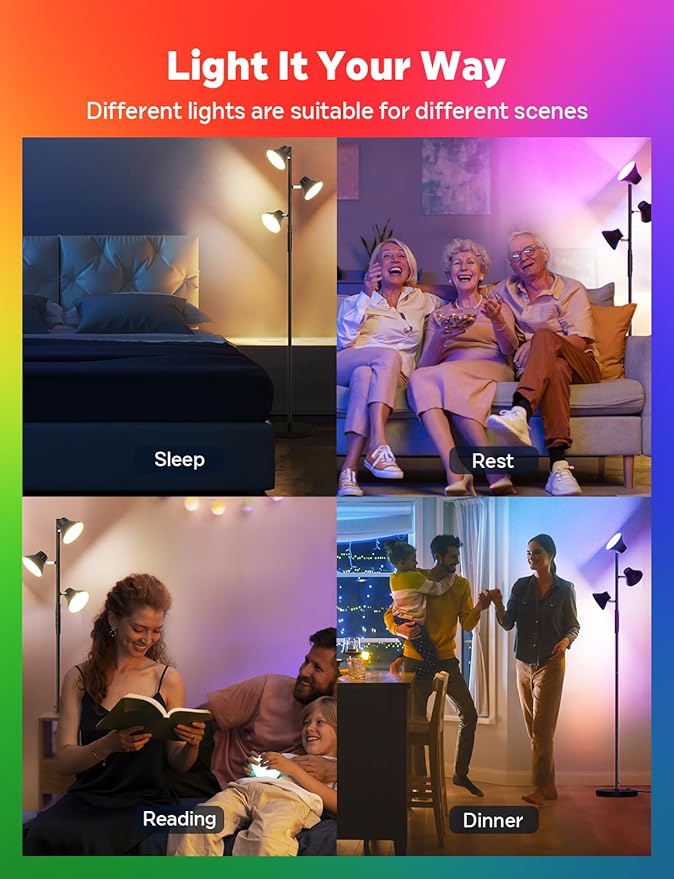 RGBCW Floor Lamp, 36W Bright Color Changing Lamp, Modern Stepless Dimmable LED RGB Floor Lamp with Remote & Touch Control, Standing Lamp for Living Room, Game Room, Bedroom - Bloomnest