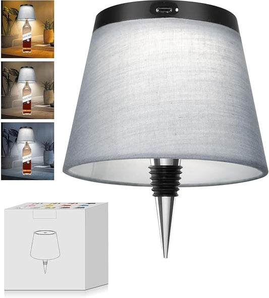 2025 New Bottle Lamp - LED Bottle Lights for Liquor & Wine Bottles, Cordless Lampshade, Whiskey Bottle Top Light, Bottle Stopper Night Light Kit, Rechargeable 3-Tone Touch-Dimmable - Bloomnest