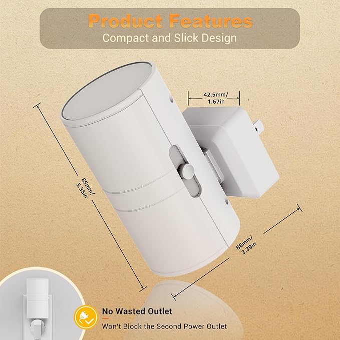 Amber Night Lights Plug into Wall, Dimmable Night Light Plug in, Modern Night Lights Auto On/Off, Amber Night Light 2000K, 0-100LM Adjustable Brightness Nightlight for Hallway Bedroom, 2 Pack - Bloomnest