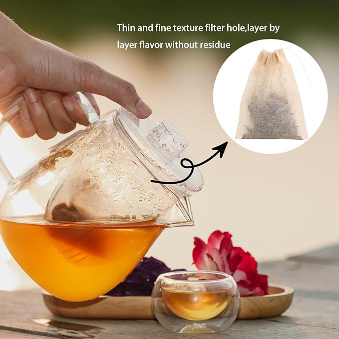 200Pcs Tea Filter Bags, Disposable Tea Filter Bags for Loose Leaf Tea from Safe Natural Materials, Empty Tea Bags Suitable for Loose-Leaf Tea, Coffee, Spices, Herbs (3.54 x 2.75 inch) - Bloomnest