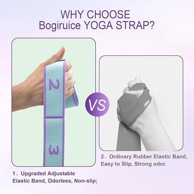Yoga Straps for Stretching Strap Elastic for Physical Therapy Dance Yoga Pilates Gymnastics Exercise Flexible Pilates Stretch Band for Women Men - Bloomnest