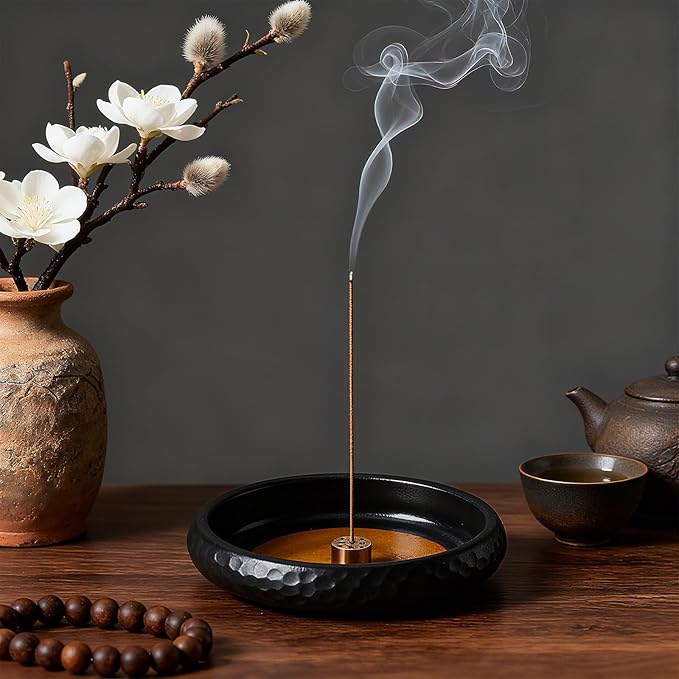 Ceramic Incense Burner,Handmade Incense Stick Incense Burner Reflux Burner,Sage, Coil Incense, Ash Catcher, Smudge Bowl for Yoga Meditation Room Décor,Crack Yellow - Bloomnest