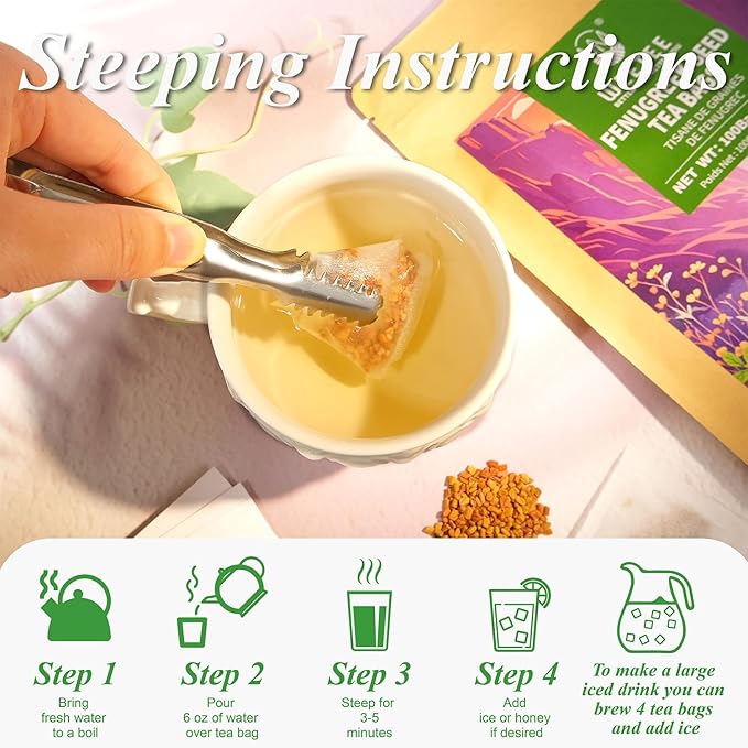 WT WEETEE Fenugreek Tea Bags 100 Count, 100% Natural Premium Whole Fenugreek Methi Seeds, Caffeine-free Nourishing Herbal, No Additives - Bloomnest