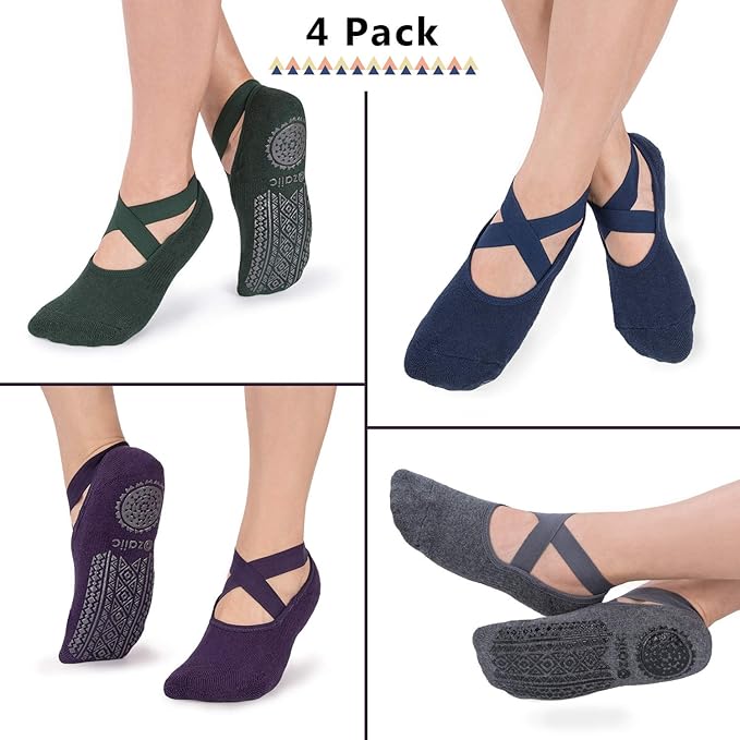 Ozaiic Pilates Socks for Women Non Slip Grip, Yoga Socks with Grippers for Barre, Hospital, Ballet, Dance, Barefoot Workout - Bloomnest