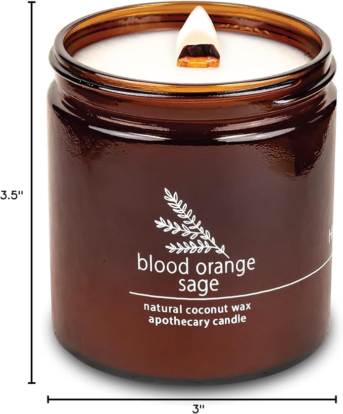 Hemlock Park Crackling Wood Wick Candle Handcrafted with Natural Coconut Wax (Large 16 oz, Blood Orange Sage) - Bloomnest