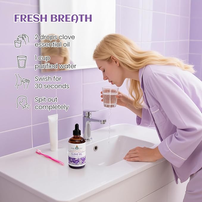 EVOKE OCCU Clove Oil for Teeth and Gums - Oral Care, Toothache Relief & Fresh Breath - DIY Mouthwash - 4 Fl Oz - Bloomnest