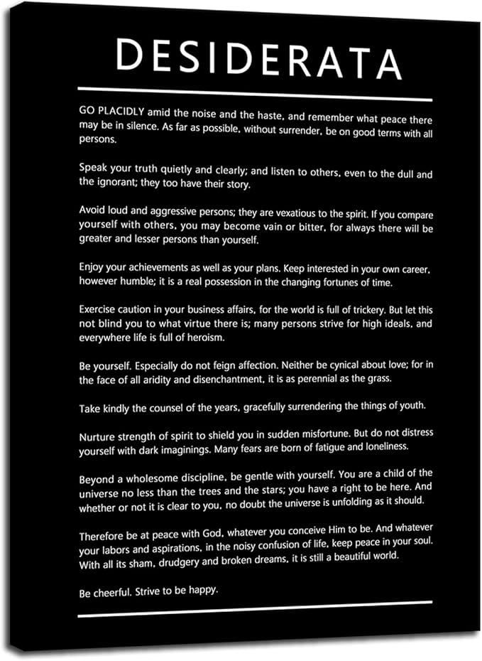 Desiderata Motivational Canvas Wall Art for Office Entrepreneur Quotes Inspirational Posters Picture Prints Canvas Modern Home Decor Painting Artwork Stretched and Framed Ready to Hang [30''W x 40''H] - Bloomnest