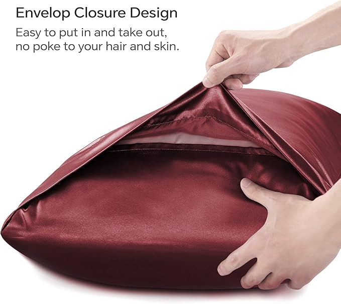 BEDELITE Satin Body Pillow Cover, Super Soft and Cooling Body Pillow Pillowcase for Hair and Skin, Breathable Silky Full Long Pillowcase Cover(20"x54", Burgundy) - Bloomnest