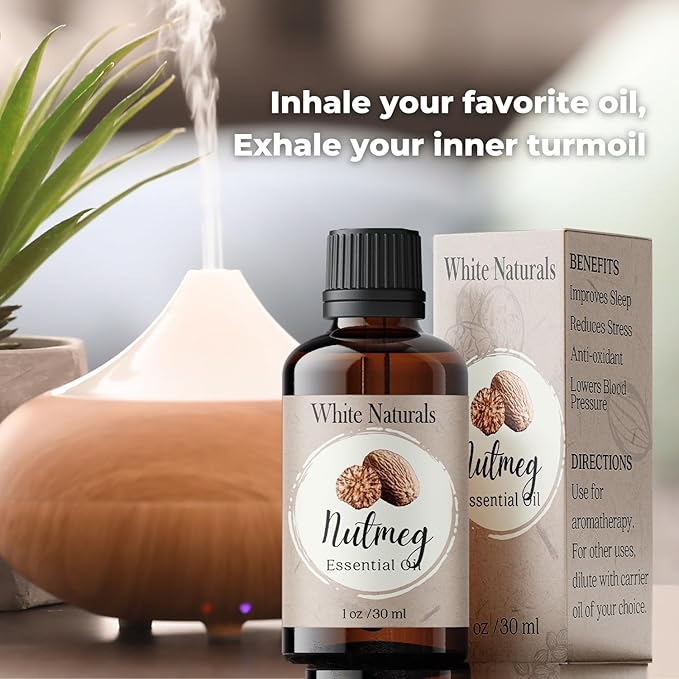 Organic Nutmeg Essential Oil - 100% Pure & Natural -Premium Therapeutic Grade with Premium Glass Dropper - Undiluted Natural/Homeopathic Aromatherapy Scented, Great for DIY Candle Making, Massage - Bloomnest