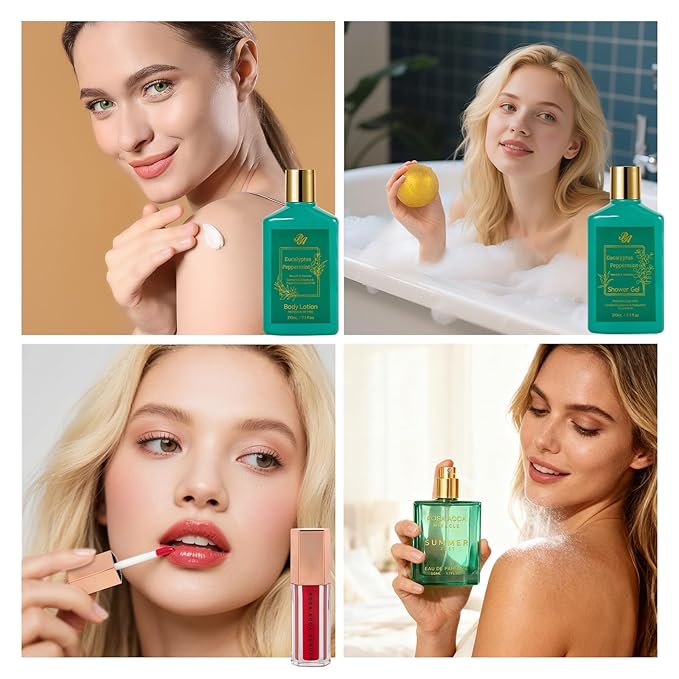 35 Pcs Valentines Day Gifts for Women, Eucalyptus Bath & Body Gift Basket, Self-Care Relaxation Set, Face Skin Care Kit, Home Spa Gift, Face Oil, Birthday, Christmas, Mother's Day, Anniversary