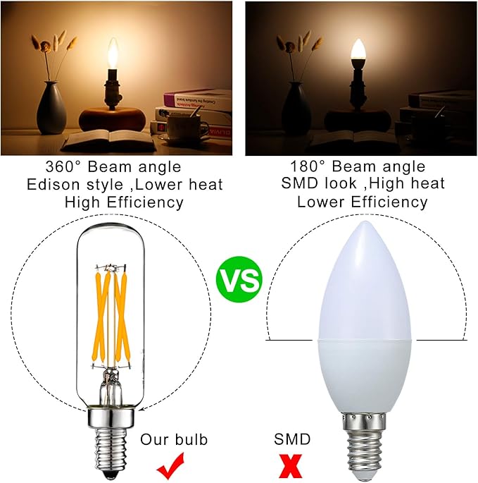 LiteHistory LED Bulb Dimmable 6W Equal Warm White 2700K T6 T25 E12 Candelabra Bulb 60 watt for Chandeliers,Ceiling Fan,Pendant,Wall sconces AC120V 600LM e12 Light Bulb 6Pack - Bloomnest