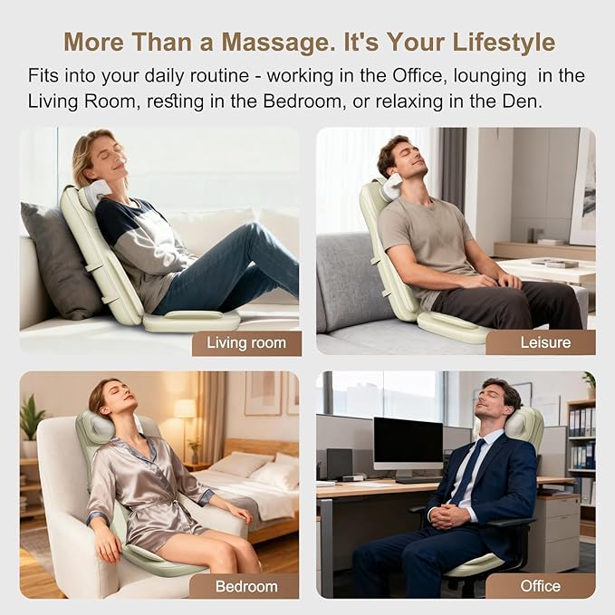 Rainwolf Shiatsu Neck and Back Massage Cushion with Heat - 4D Deep Tissue Kneading Full-Back Massager for Relief Tension, Adjustable Intensity & Height, for Office Chair & Home - Bloomnest