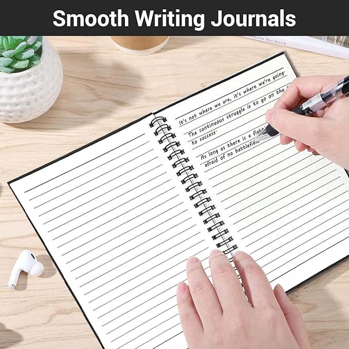 GINMLYDA 4Pack Small Spiral Notebook A5, 8.25x5.5” 120 Lined Pages Wide Ruled Spiral Journal Bulk Blank Kraft Cover Spiral Bound Notebook & Writing Pads for Home Office Meeting Work Note Taking - Bloomnest