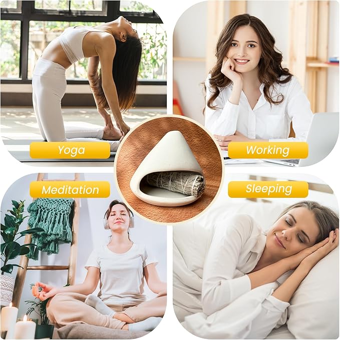 Handcrafted Clay Smudge Pot-Mini Chimenea Incense Holder Burner for Sage, Copal & Palo Santo-Palo Santo Holder Burner-Perfect Anxiety Relief Gift for Women, Zongzi Style, White - Bloomnest