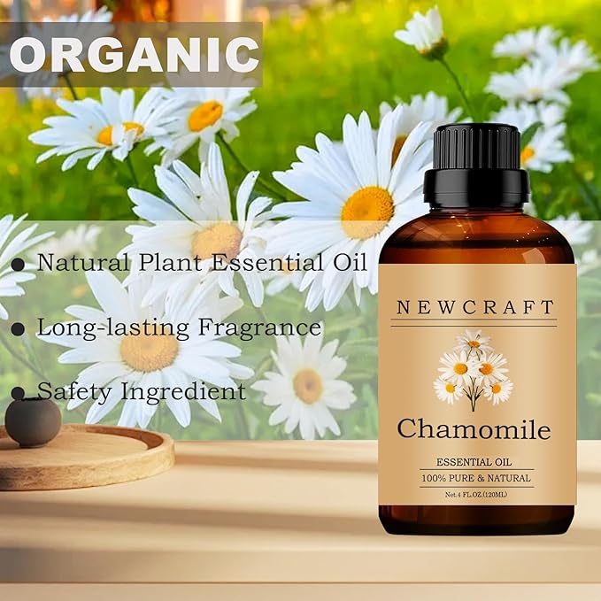 Chamomile Essential Oils 120ML, 100% Pure and Natural Essential Oil with Dropper for Aromatherapy Diffuser - 4 Fl Oz/Chamomile NewCraft