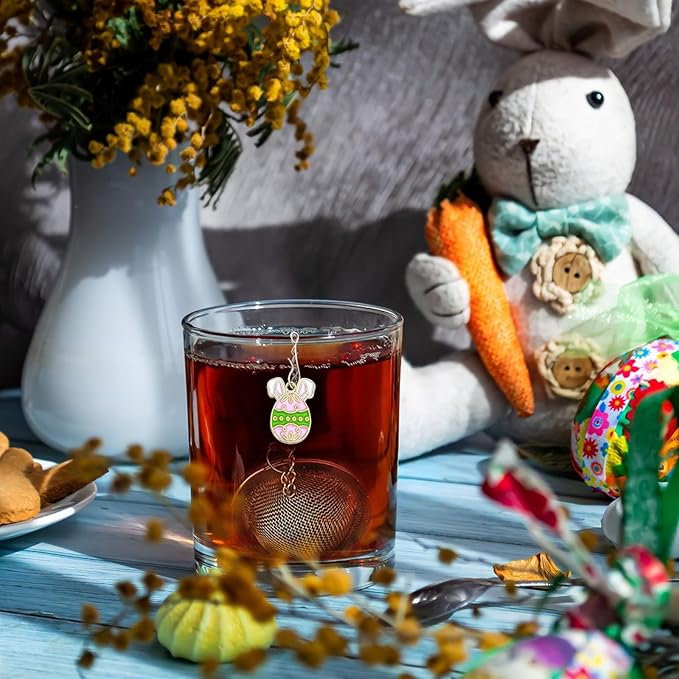 2Pcs Easter Stainless Steel Mesh Tea Infuser, 2.1 inch Tea Ball with Easter Eggs Pendant,Tea Strainer Tea Diffuser Tea Steeper for Filtering Tea,Tea Infusers for Loose Tea (Easter Egg, 2PC) - Bloomnest