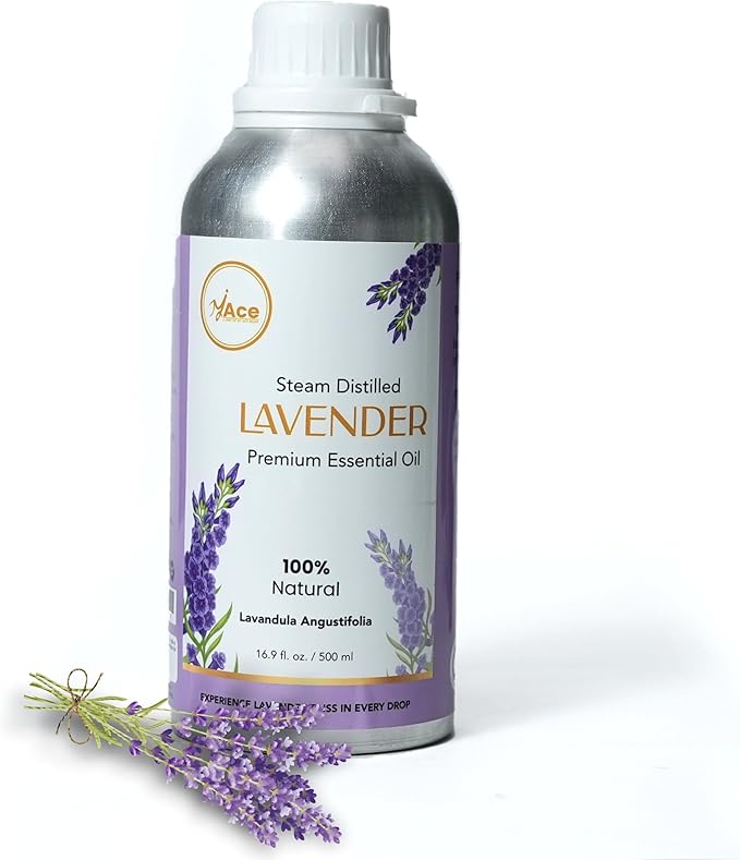 My Ace Lavender Essential Oil – 100% Pure & Natural, Steam Distilled from Lavender Flowers – Premium Grade Undiluted Oil for Diffuser, Aromatherapy, Soap & Candle Making - 16 fl oz MyAce