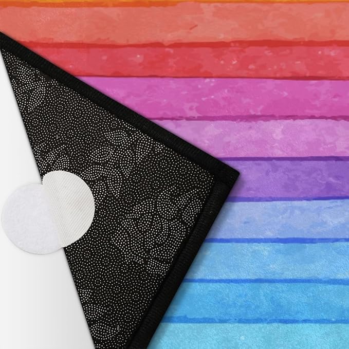 Half Round Door Mat, Watercolor Bright Color Rainbow Striped Non-Slip Half Circle Area Rug Doormat Washable Durable Home Decor Half Moon Rug for Floor Indoor Outdoor Living Room Bedroom Kitchen Patio - Bloomnest