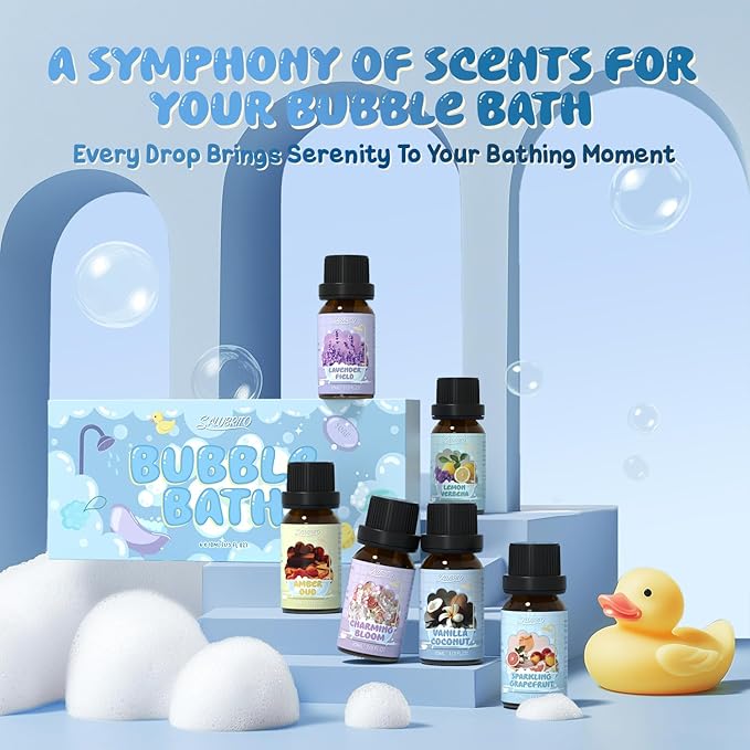 SALUBRITO Bath Fragrance Oils, Premium Essential Oil Set for Diffuser, Soap, Candle Making Scents, Vanilla & Coconut, Sparkling Grapefruit, Lemon Verbena, Amber Oud, Charming Bloom, Lavender Field - Bloomnest