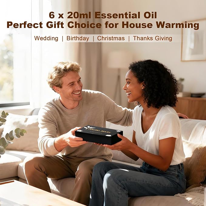 Essential Oil Set for Diffuser, 6x20ml Fragrance Oil Refill for Waterless Diffuser Candle Making for Home Car Office, Hotel Scents, White Tea, White Jasmine, Sea Breeze, Aromatherapy Gift - Bloomnest