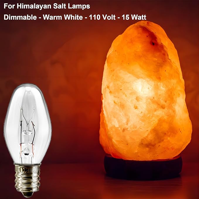 Salt Lamp Bulbs, 15 Watt Night Light - C7 Replacement Bulbs for Scentsy Wax Warmer, Dimmable Scentsy Light Bulbs for Household Salt Lamps, 24 Packs - Bloomnest