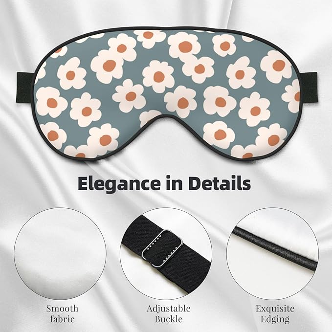 Sleep Eye Mask Vintage Boho Floral Sleep Mask for Women Men Comfortable Eye Mask with Adjustable Strap Soft Eye Cover Blindfold for Travel Yoga Nap Shift Work - Bloomnest