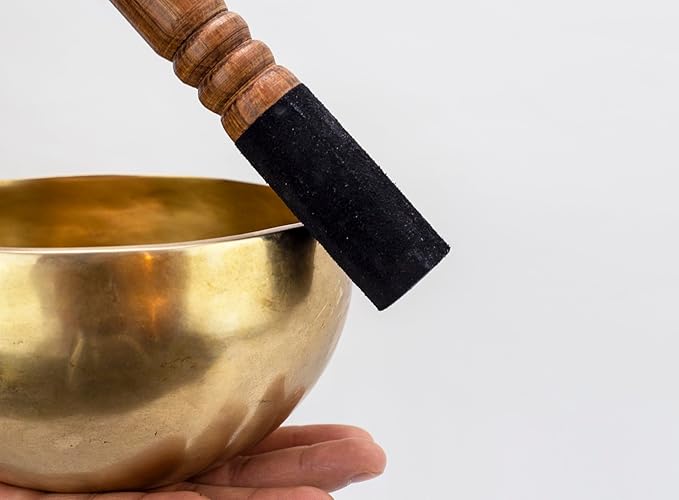 6-Inch Handmade Tibetan Singing Bowl ~ Superb B Crown Chakra Balancing ~ Best use for Meditation, Sound Healing, Cleansing, Mindfulness & Relaxation ~ Cushion & Sueded Leather wooden Mallet included - Bloomnest